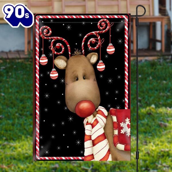 Lovely Elk Bauble Black Snow Christmas Garden FlagXmas, Garden Flags, Outdoor Xmas Flags  Decorate For Christmas