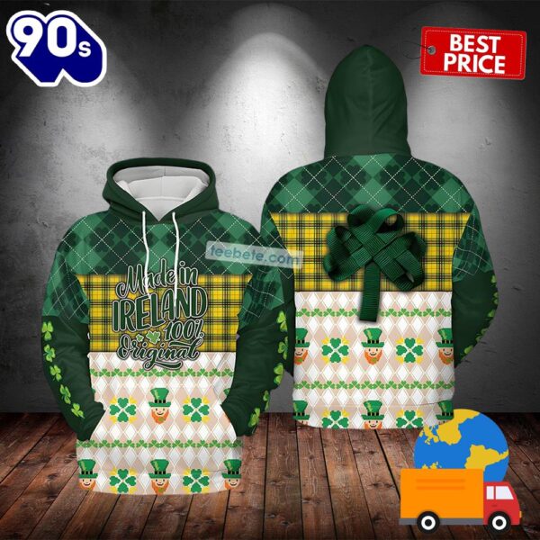 Made In Ireland St Patricks Day Green 3D Hoodie Jacket 2025