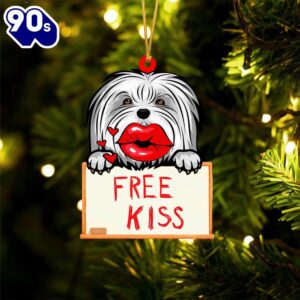 Maltese Free Kiss Christmas Ornament,…