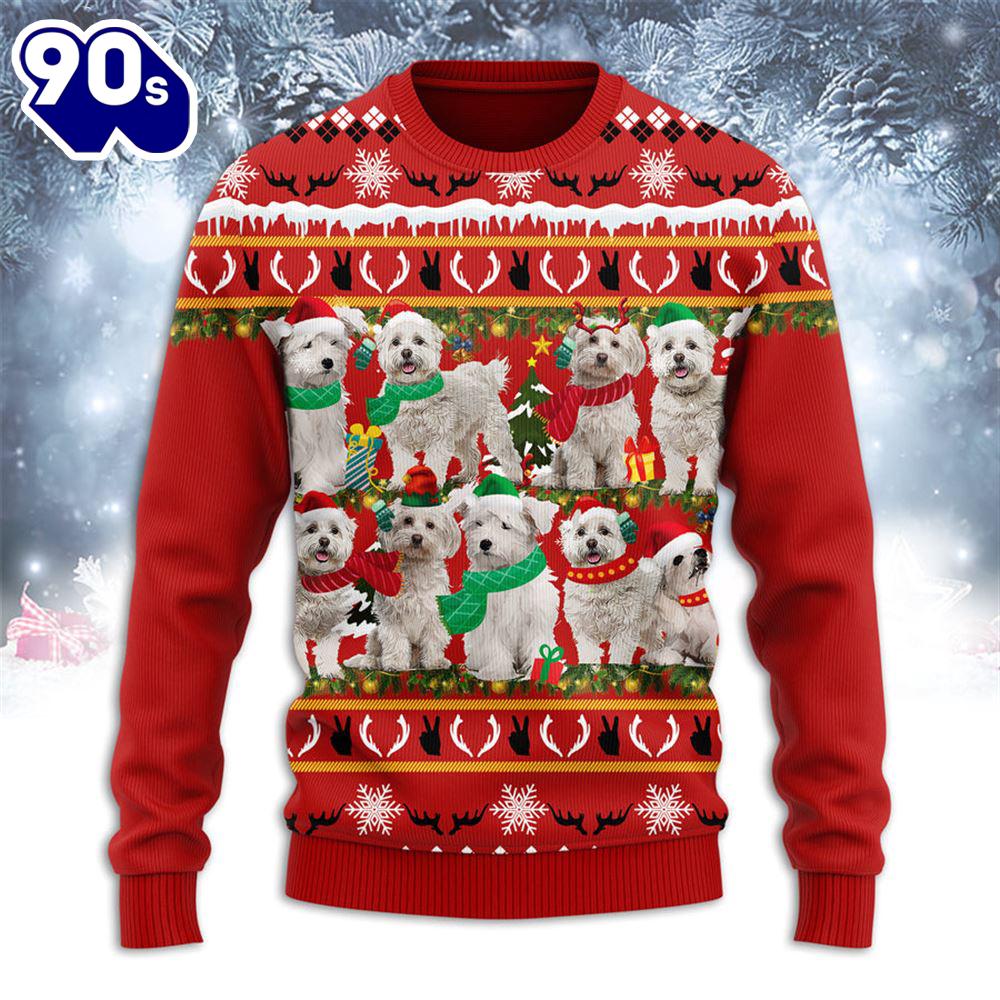 Maltese Merry Christmas Ugly Sweater Maltese Merry Christmas Ugly Sweater