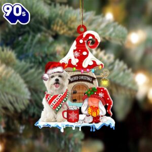 Maltese With Mushroom House Christmas…