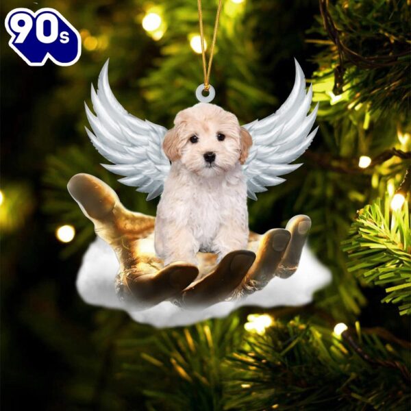 Maltipoo On The Hands Of Jesus Ornament, Gift For Christmas