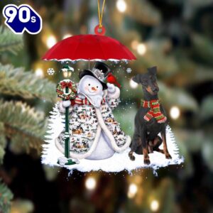 Manchester Terrier With Snowman Christmas…