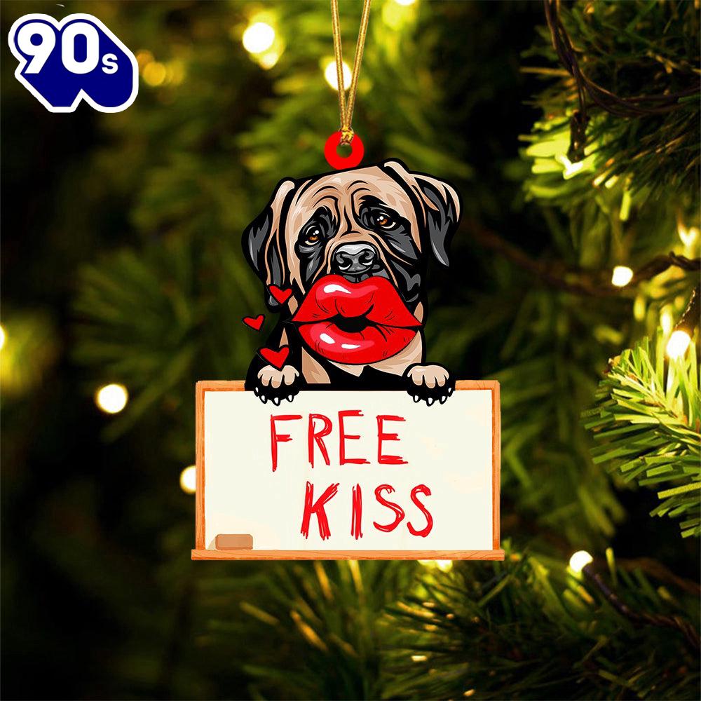 Mastiff Free Kiss Christmas Ornament, Gift For Christmas Mastiff Free Kiss Christmas Ornament, Gift For Christmas