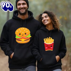 Matching Couple Hoodies Burger &amp…