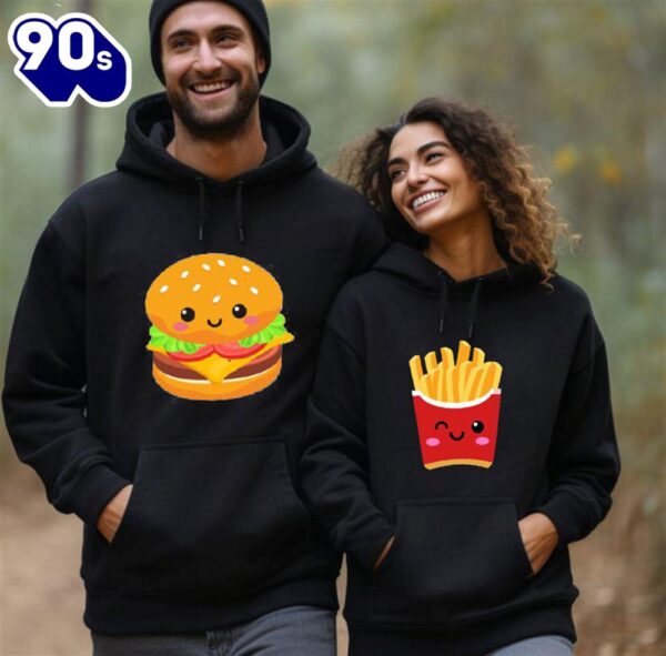 Matching Couple Hoodies Burger &amp Fries