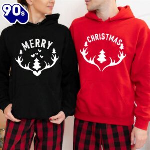 Matching Couple Hoodies Festive ‘Merry…