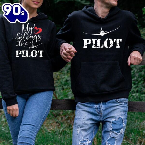 Matching Couple Hoodies My Heart Belong To A Pilot