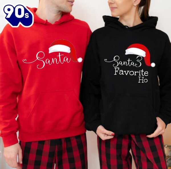 Matching Couple Hoodies Santa And Santa’s Favorite Ho