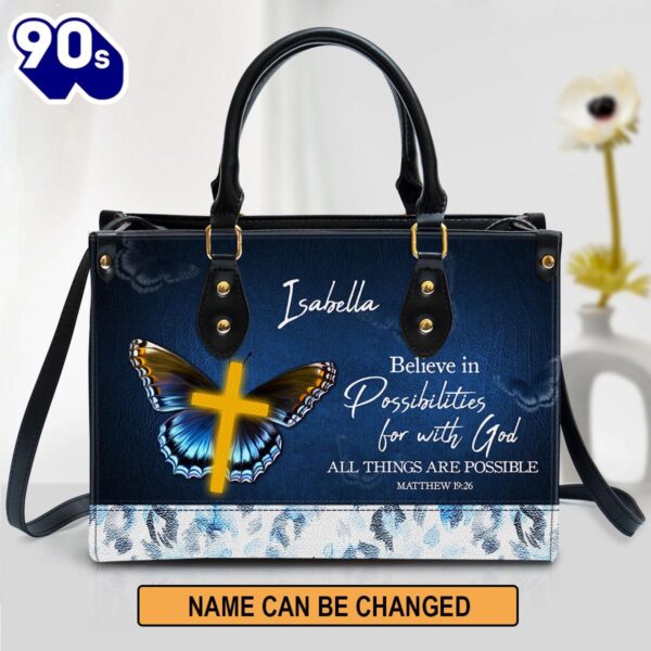 Matthew 1926 All Things Are Possible Leather Bag , Christian Bags  Gift For Women Christmas