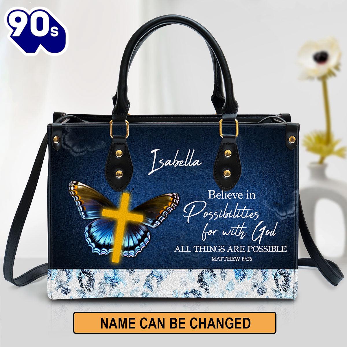 Matthew 1926 All Things Are Possible Leather Bag , Christian Bags Gift For Women Christmas Matthew 1926 All Things Are Possible Leather Bag , Christian Bags Gift For Women Christmas