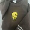 Melted Smiley Embroidered Sweatshirt Gift Christmas