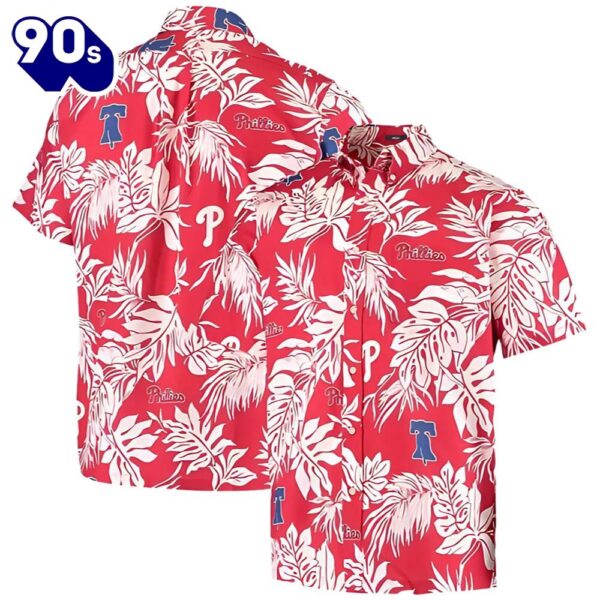 Men S Reyn Spooner Red Philadelphia Phillies Hawaiian Button Up Shirts Mens Floral Pattern