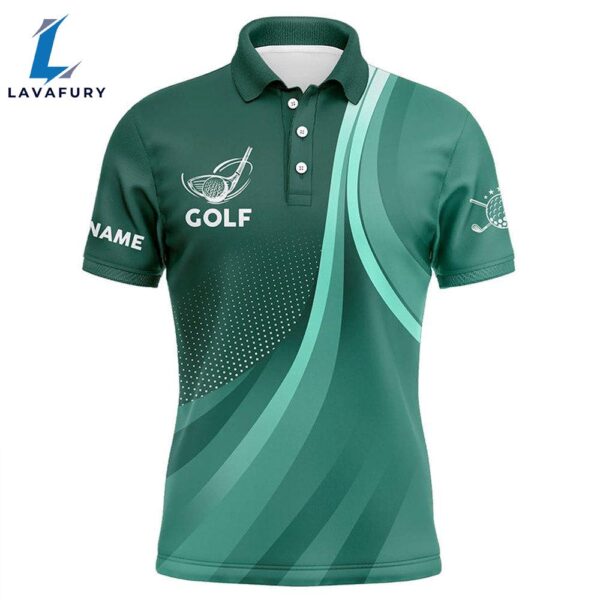 Mens Golf Polo Shirts Custom Name Green , Tournament Golf Tops   Gift Christmas