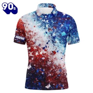 Mens Golf Polo Shirts Red, White And Blue Stars Pattern Custom    Gift Christmas