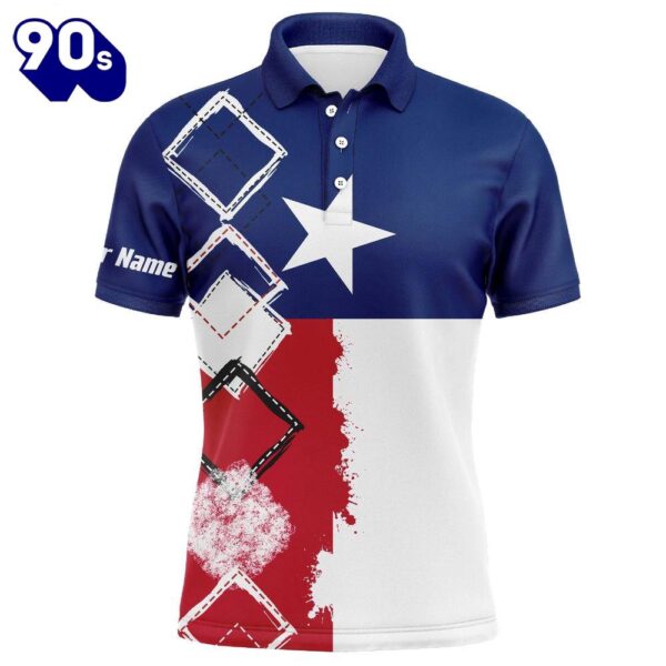 Mens Golf Polo Shirts Texas Flag Patriot Custom Name    Gift Christmas