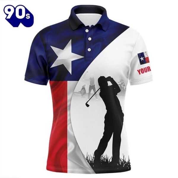 Mens Golf Polo Shirts Texas Flag Patriotic Personalized Tx Flag , Golf Outfit Men  Gift Christmas