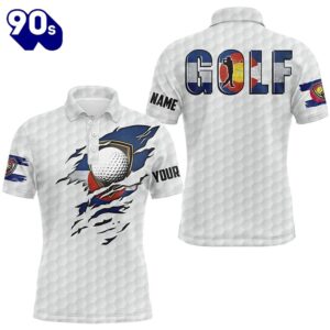 Mens Golf Polo Shirts Vintage Colorado Flag Custom Team , Patriot White Golf Tops  Gift Christmas