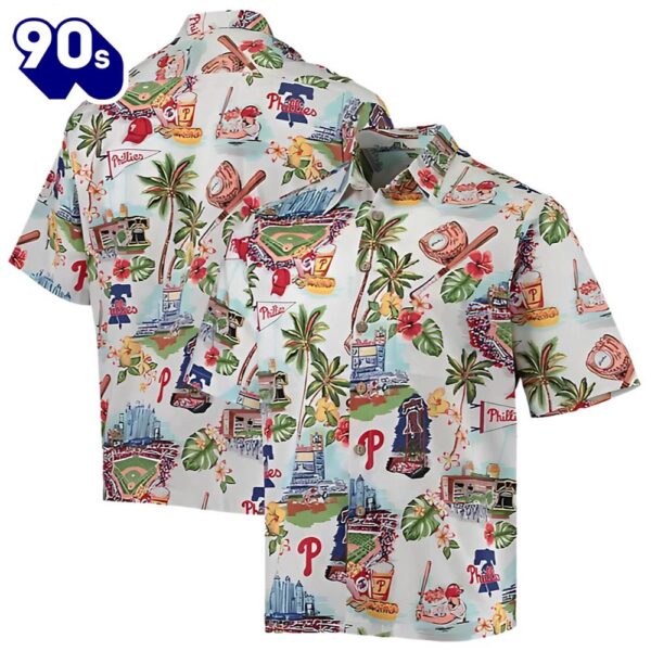 Men’s Reyn Spooner White Philadelphia Phillies Scenic Button Up Shirt