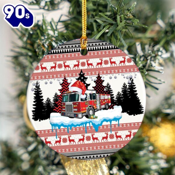 Merry Christmas Fire Tree Ceramic Ornament