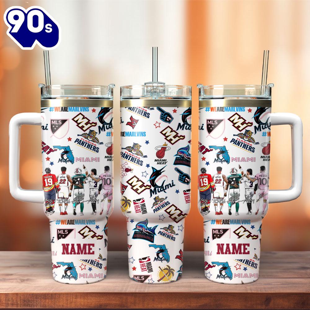 Miami Brothers Sport Custom Stanley Quencher 40oz Stainless Steel Tumbler With Handle Miami Brothers Sport Custom Stanley Quencher 40oz Stainless Steel Tumbler With Handle