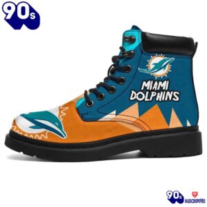 Miami Dolphins All Season Boots Casual Shoes Vegan Leather Custom Boot Shoes