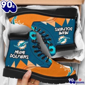 Miami Dolphins All Season Boots Casual Shoes Vegan Leather Custom Boot Shoes