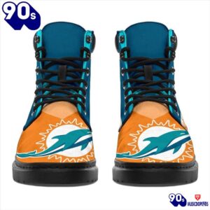 Miami Dolphins All Season Boots Casual Shoes Vegan Leather Custom Boot Shoes