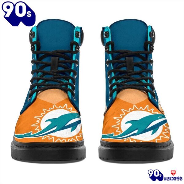 Miami Dolphins All Season Boots  Casual Shoes  Vegan Leather Custom Boot Shoes