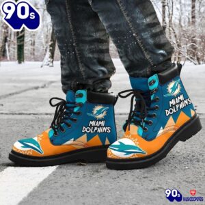 Miami Dolphins All Season Boots Casual Shoes Vegan Leather Custom Boot Shoes