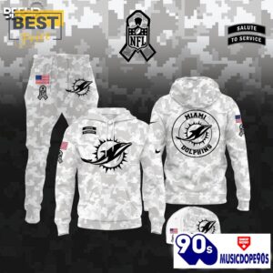 Miami Dolphins Camo 2024 Salute to Service Hoodie, Jogger, Cap