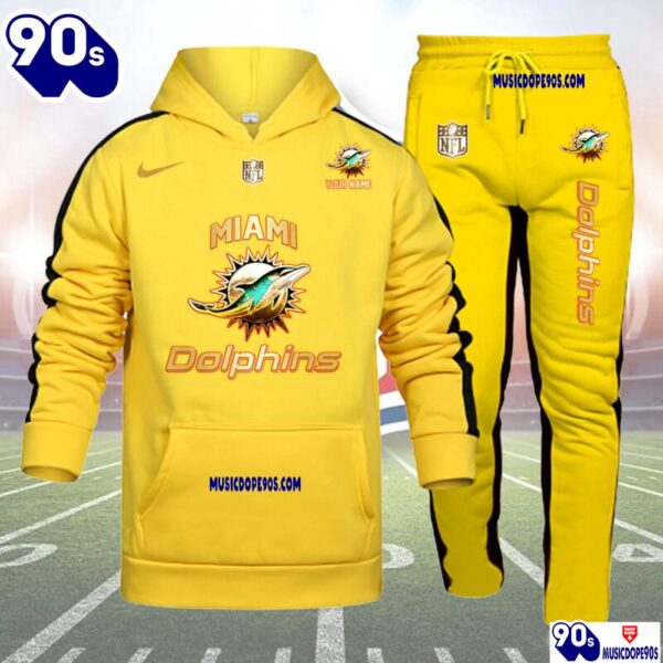 Miami Dolphins NFL 32 Teams Personlized Golden Logo Hoodie Set