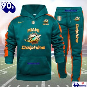 Miami Dolphins NFL 32 Teams Personlized Golden Logo Hoodie Set