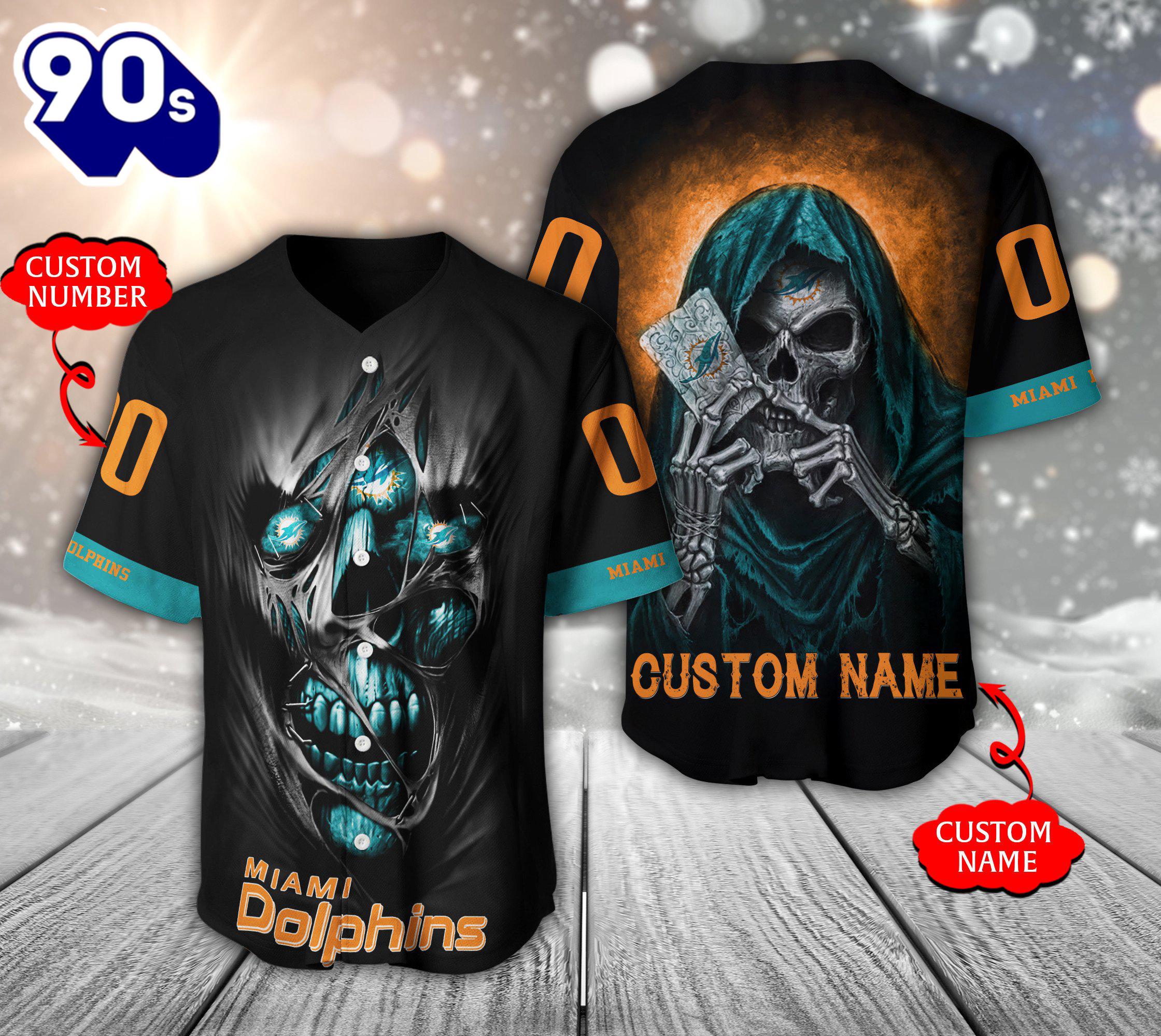 Miami Dolphins NFL 3D Personalized Baseball Jersey Shirt For Fans Miami Dolphins NFL 3D Personalized Baseball Jersey Shirt For Fans