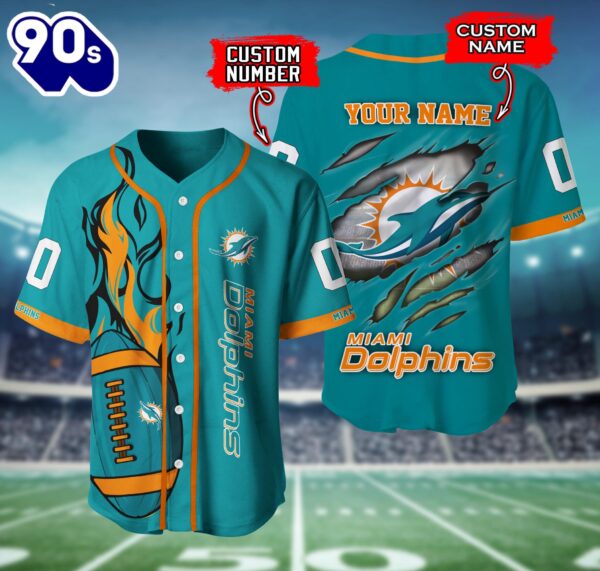 Miami Dolphins NFL 3D Personalized Baseball Shirt For Fans