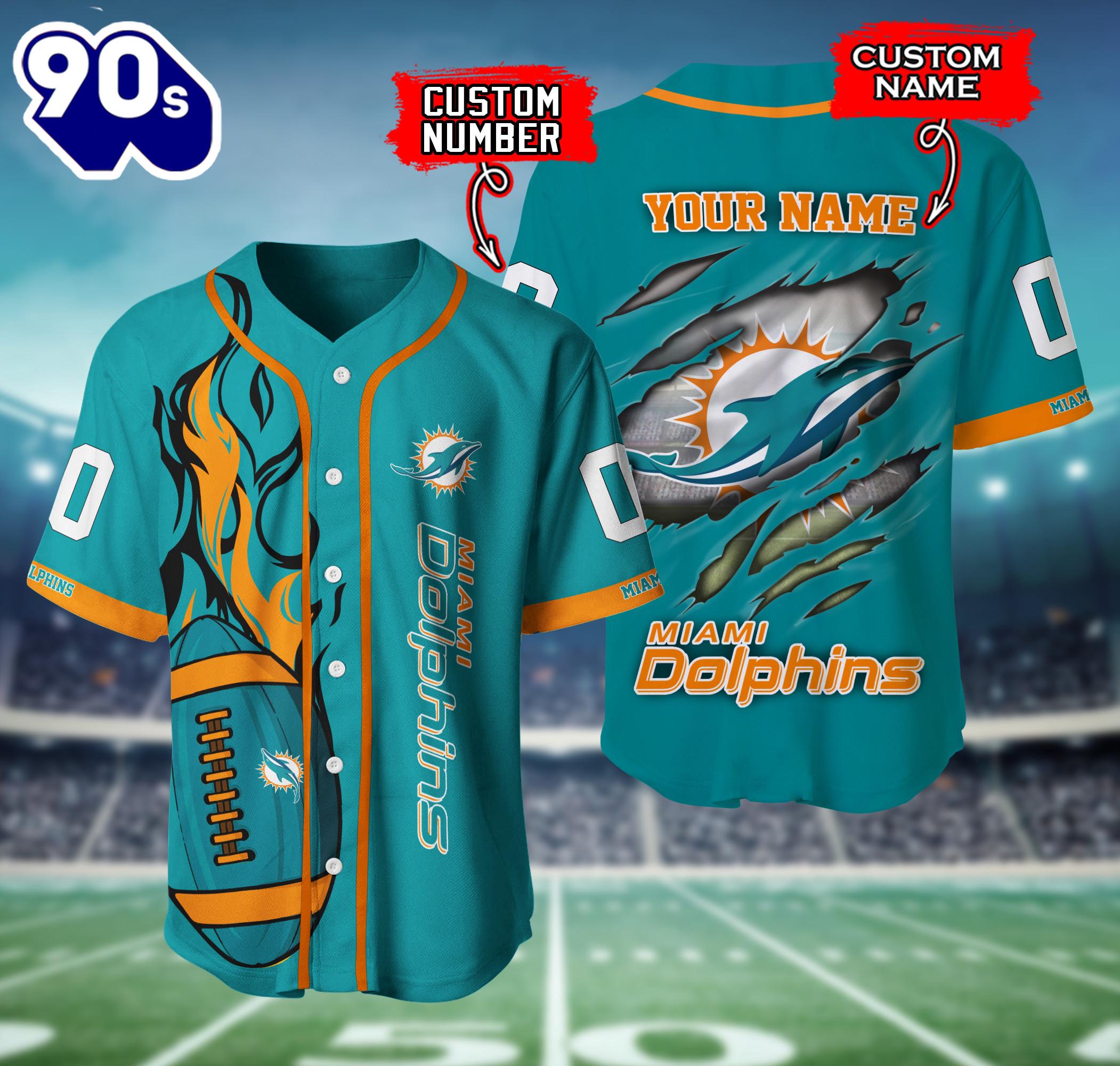 Miami Dolphins NFL 3D Personalized Baseball Shirt For Fans Miami Dolphins NFL 3D Personalized Baseball Shirt For Fans