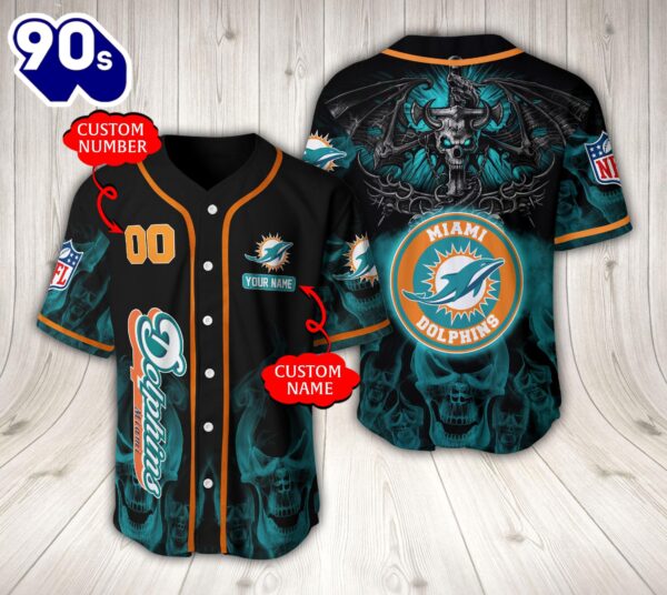 Miami Dolphins NFL Baseball Jersey Custom Name And Number Shirt For Fans