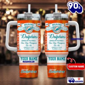 Miami Dolphins Nfl Kings Of Football Personalized Tumbler 40oz