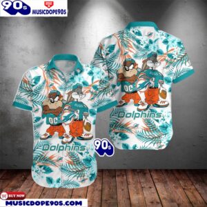 Miami Dolphins Taz And Bugs NFL Teams Hawaiian Shirt