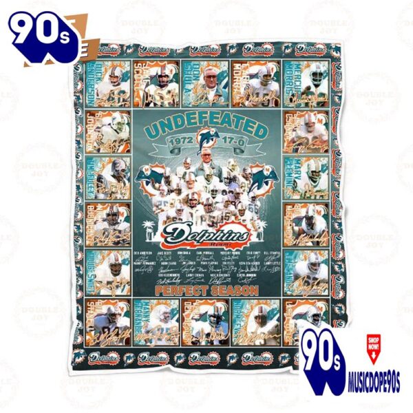 Miami Dolphins Undefeated 1972 17-0 Perfect Season Fleece Blanket