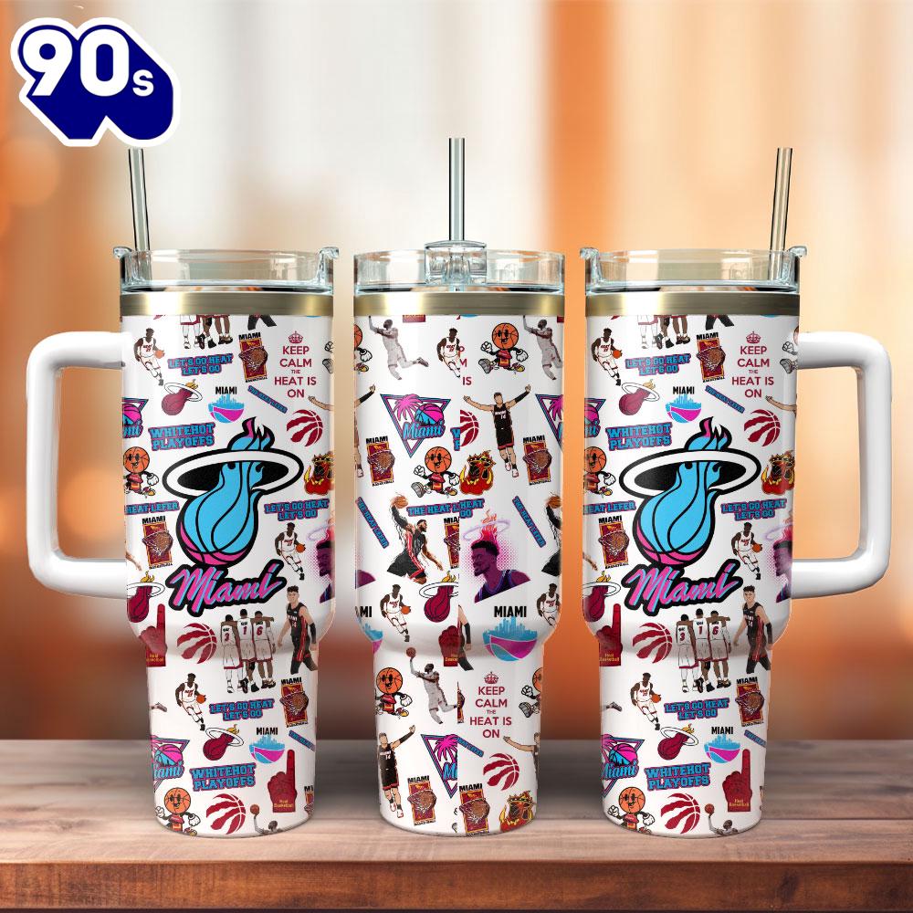 Miami Heat Basketball NBA Sport Custom Stanley Quencher 40oz Stainless Steel Miami Heat Basketball NBA Sport Custom Stanley Quencher 40oz Stainless Steel