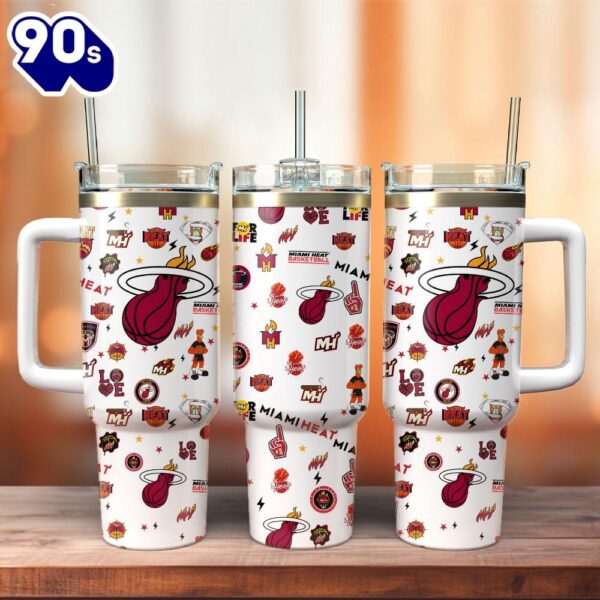 Miami Heat Basketball NBA Sport Custom Stanley Quencher 40oz Stainless Steel Tumbler With Handle