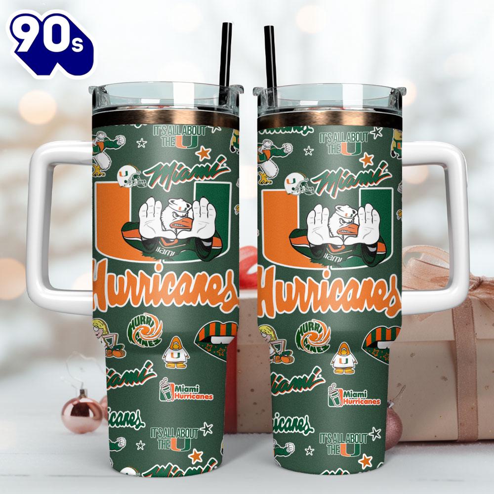 Miami Hurricanes NCAA Sport Custom Stanley Quencher 40oz Stainless Steel Tumbler For Fans Miami Hurricanes NCAA Sport Custom Stanley Quencher 40oz Stainless Steel Tumbler For Fans