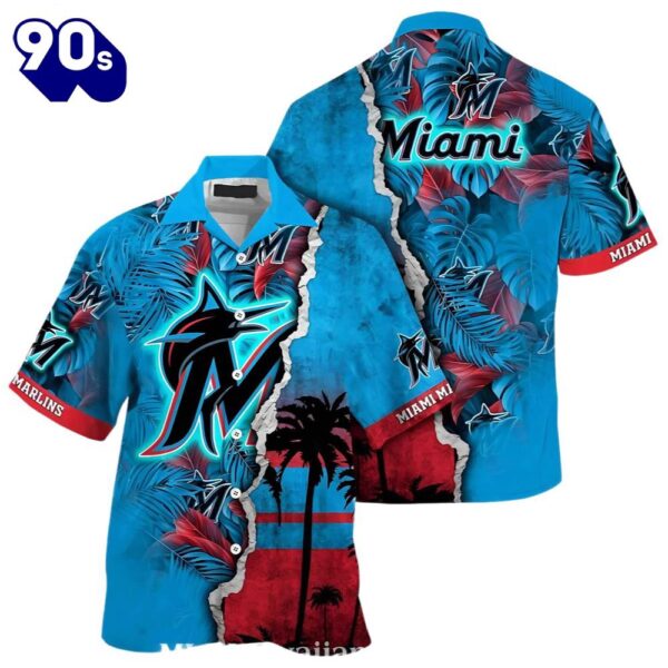 Miami Marlins Hawaiian Button Up Shirts Custom