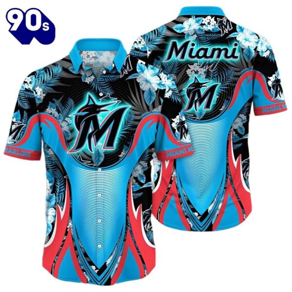Miami Marlins Hawaiian Button Up Shirts Flower Grandstand Glamour For Fans