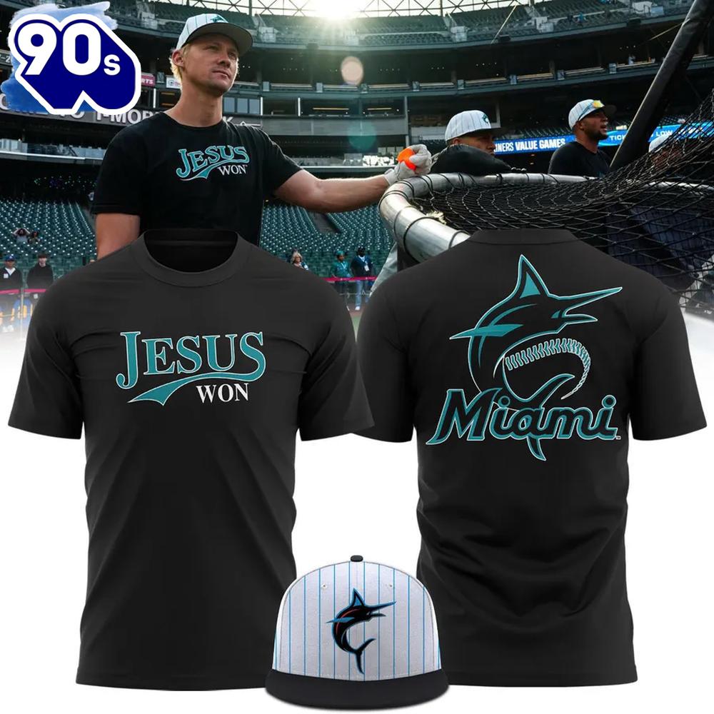 Miami Marlins Jesus Won Limited Edition 3d T-Shirt Miami Marlins Jesus Won Limited Edition 3d T-Shirt