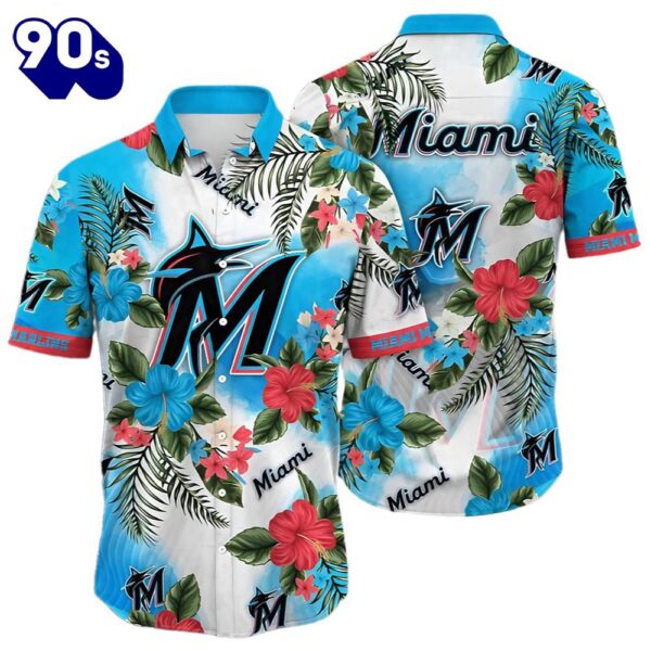 Miami Marlins Mlb Flower Hawaii Shirt For Fans, Summer Football Shirts