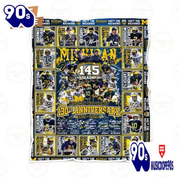 Michigan Wolverines 145th Anniversary 1879 – 2024 Fleece Blanket