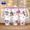 Mickey and Stitch Valentines Gift Disney Cartoon Custom Stanley Quencher 40oz Stainless Steel Tumbler With Handle