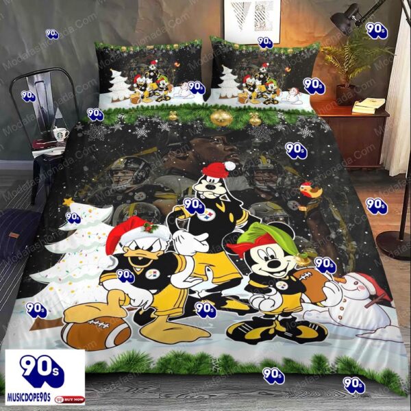 Mickey, Donald, Goofy NFL Pittsburgh Steelers Christmas Bedding Sets